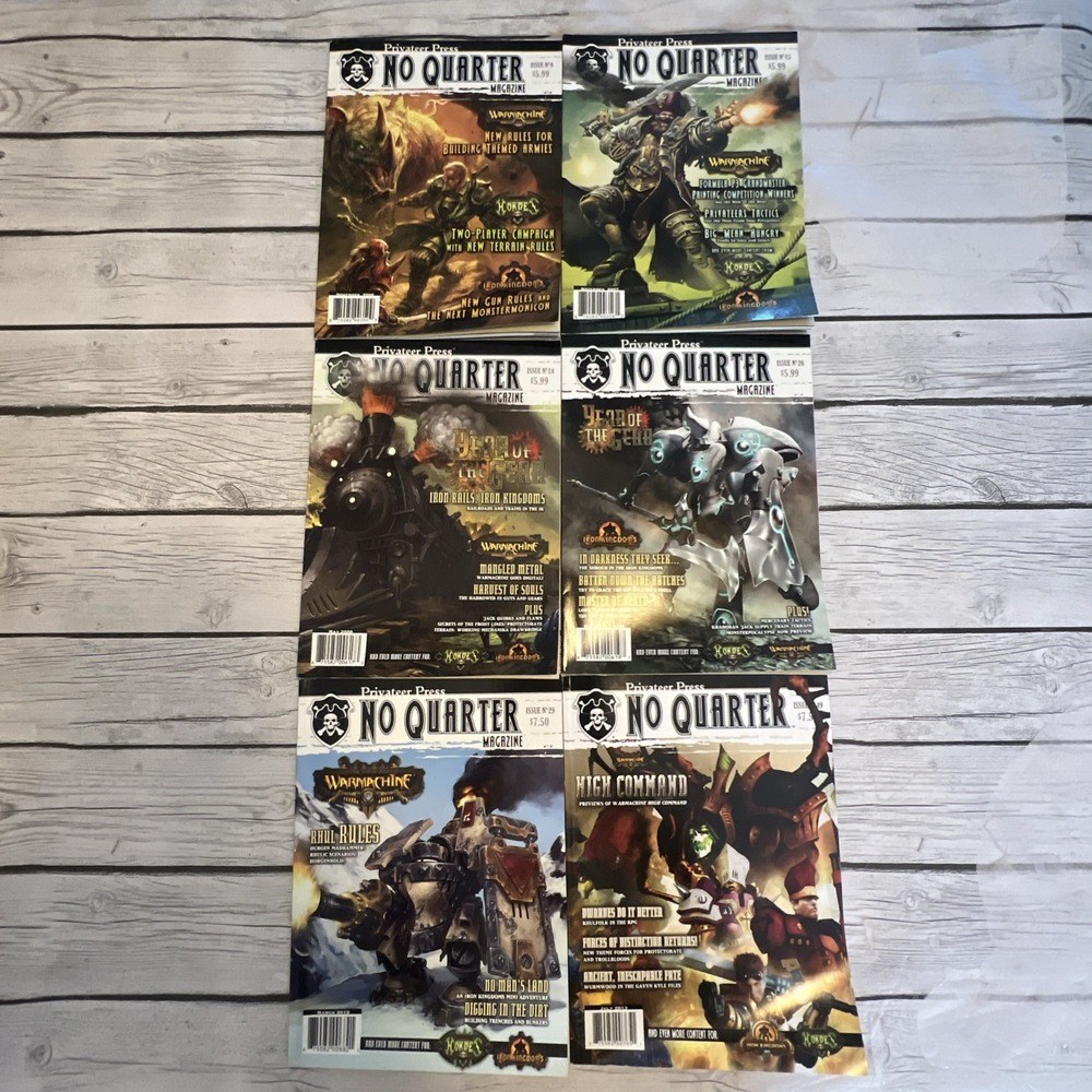 LOT Of 6 Privateer Press No Quarter Magazine (issues 9,15,24,26,29,&49)